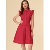 Allegra K Women's Cotton Ruffled Cap Sleeve Tie Waist Button Casual Office Shirt Dress - 3 of 4