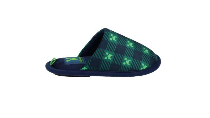 Boys' Minecraft Gaming Scuff Plaid Slippers - Navy Blue, 2 of 8, play video