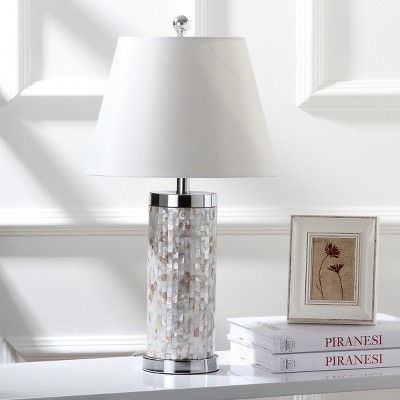 Diana 25" Cream Shell and Metal Table Lamp Set