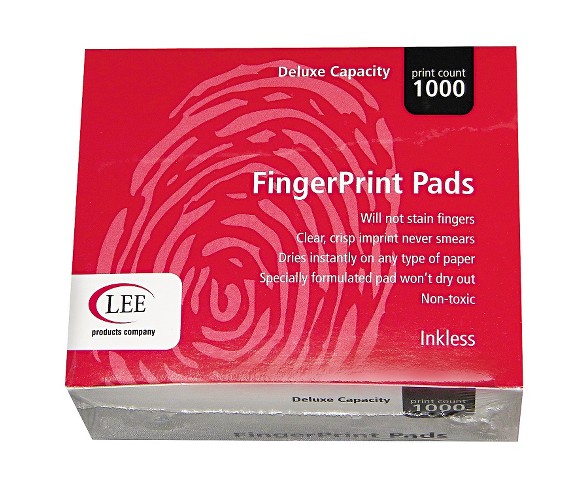 LEE Inkless Fingerprint Pad, 2 1/4 x 1 3/4, Black, Dozen