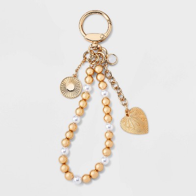 Beaded and Heart Bag Charm - A New Day™ Gold