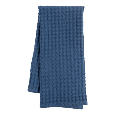 Waffle Texture Washcloths 4 Pack Blue Cotton 12x12 Absorbent Wash Cloths