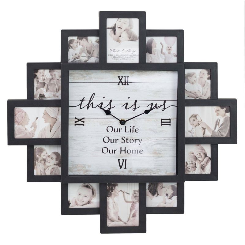 Farmhouse Shabby Chic &#39;This Is Us&#39; Picture Frame Collage Wall Clock Black - American Art Decor, 6 of 7