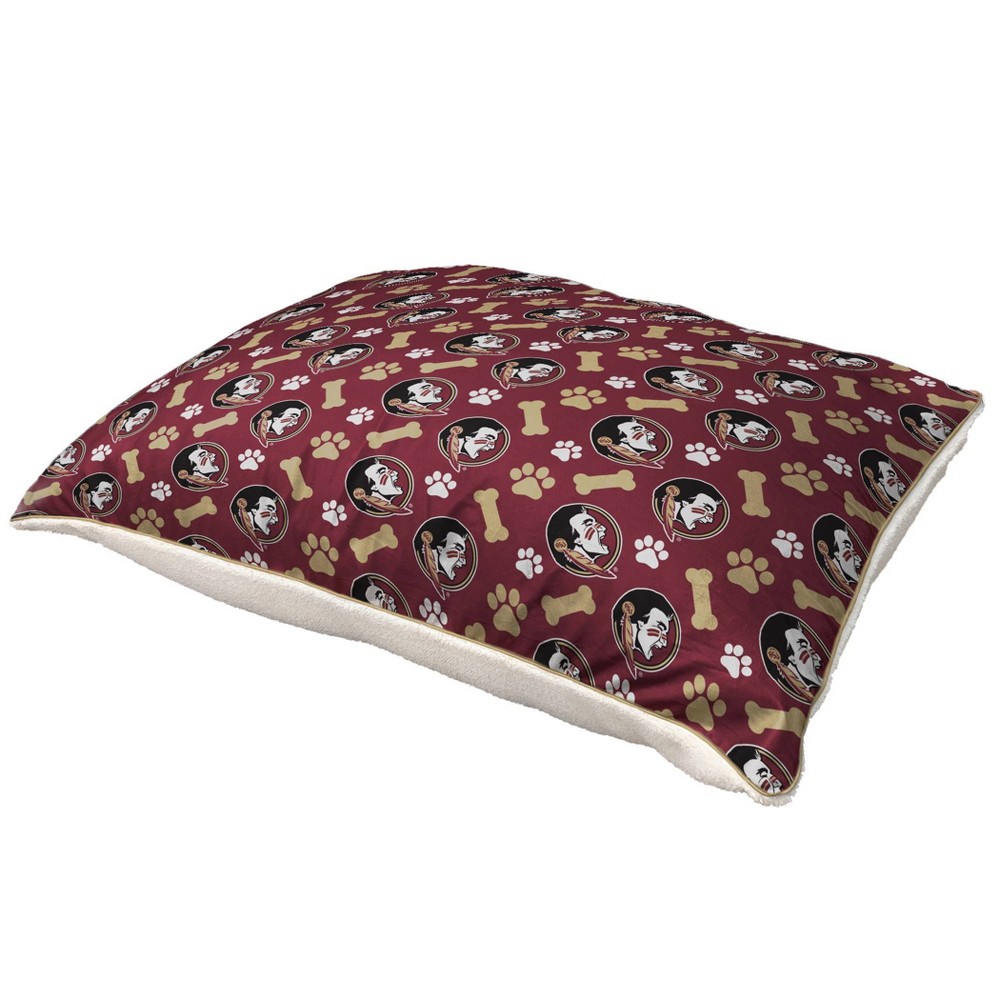 NCAA Florida St Seminoles Bones Repeat Faux Shearling Pet Bed