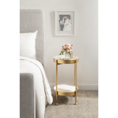 Nira Round Gold Metal Two-Tier Side Table