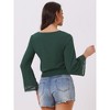 Allegra K Women's Round Neck Bell Long Sleeve Smocked Hem Cropped Blouse - 4 of 4