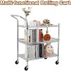 Heavy Duty Utility Cart with Handle, Utility Rolling Cart Food Storage Trolley with Adjustable Shelves, Easy Assembly, 360 Swivel Wheels - 4 of 4
