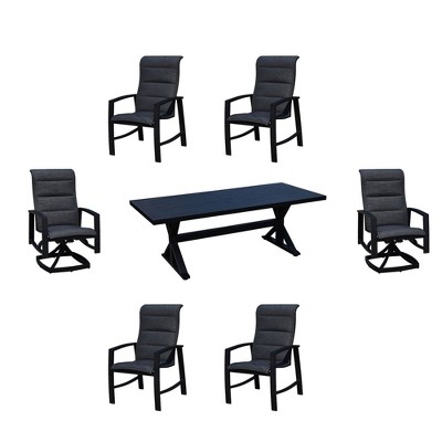 Santorini 7pc 84" Rectangle Mixed Dining Set - Black - Courtyard Casual