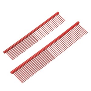 Unique Bargains Stainless Steel Rounded Teeth Grooming Tool Pet Combs 2 Pcs - 1 of 4