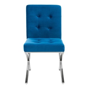 Walsh Tufted Side Chair Navy/Chrome - Safavieh, Blue/Grey