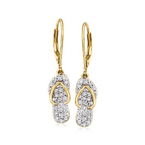 Ross-Simons 0.50 ct. t.w. Diamond Flip Flop Drop Earrings in 18kt Gold Over Sterling - 1 of 4