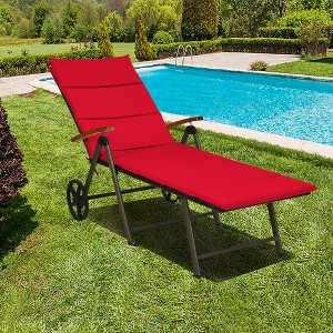 Costway Aluminum Rattan Lounger Recliner 5-Position Adjustable Chair Turquoise\Red - 1 of 4