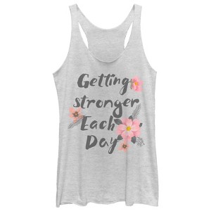 Women's CHIN UP Getting Stronger Each Day Racerback Tank Top - 1 of 3