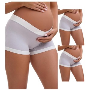 INSPIRE CHIC Women's Low Waist Under the Bump Maternity BoyShorts Pregnancy Seamless Ladies Panties 3 Packs - 1 of 4