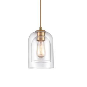 CLAXY Modern Brass Mini Pendant Light Double Bell Glass Shade - 1 of 4