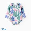 Disney Stitch Baby Boys/Girls 2pcs Naia Floral Plant Character Print Long-sleeve Romper with Pants Set - 2 of 4