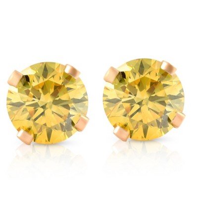 Pompeii3 1/4 Ct T.W. Fancy Canary Yellow Lab Diamond Studs 14K Yellow Gold Lab Created