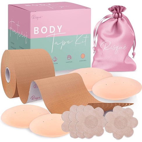 Risque Boob Tape & Nipple Covers Kit, Includes Body Tape, Silicone Nipple  Covers, Disposable Nipple Cover Pasties, Test Strip & Storage Pouch : Target