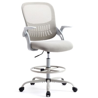Tall Home Office Chair for Standing Desk with Adjustable Foot Ring, Ergonomic Mid Back Cushion Lumbar Support, Counter Height Chairs-The Pop Home