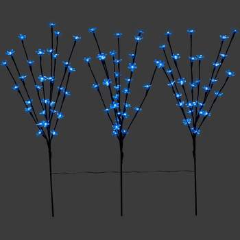Northlight Set of 3 Pre-Lit Cherry Blossom Artificial Tree Branches 2.5' - Blue LED Lights