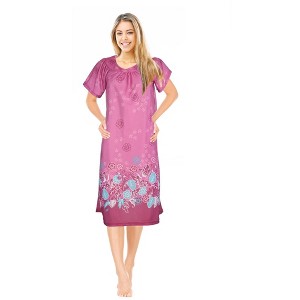 JEFFRICO Womens Nightgowns Muumuu Lounger House Dress Sleepwear Silky Soft Pajama Dress Nightshirts - 1 of 4