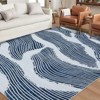 Contemporary Abstract Spray Print Area Rug Ultra Thin Low Pile Machine Washable Stain Resistant Non Slip Non Shedding Floor Carpet - 2 of 4