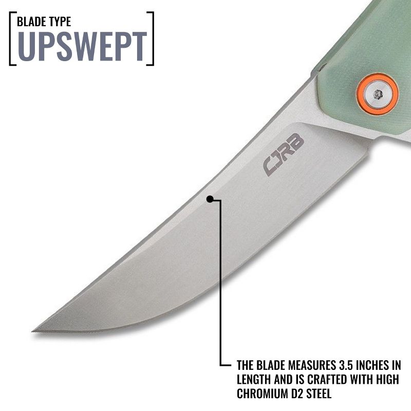 CJRB Gobi Folding Pocket Knife with Clip, Liner Lock, 3.5 Inch Upswept Blade, G10 Handle, 3 of 7