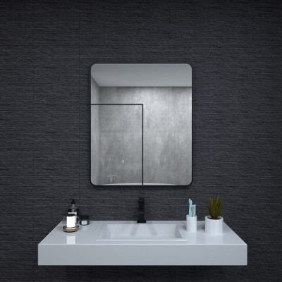 Damerin Anti-Rust 30 x 36 In. Aluminum Framed Rounded Rectangle Bathroom Wall Mirror