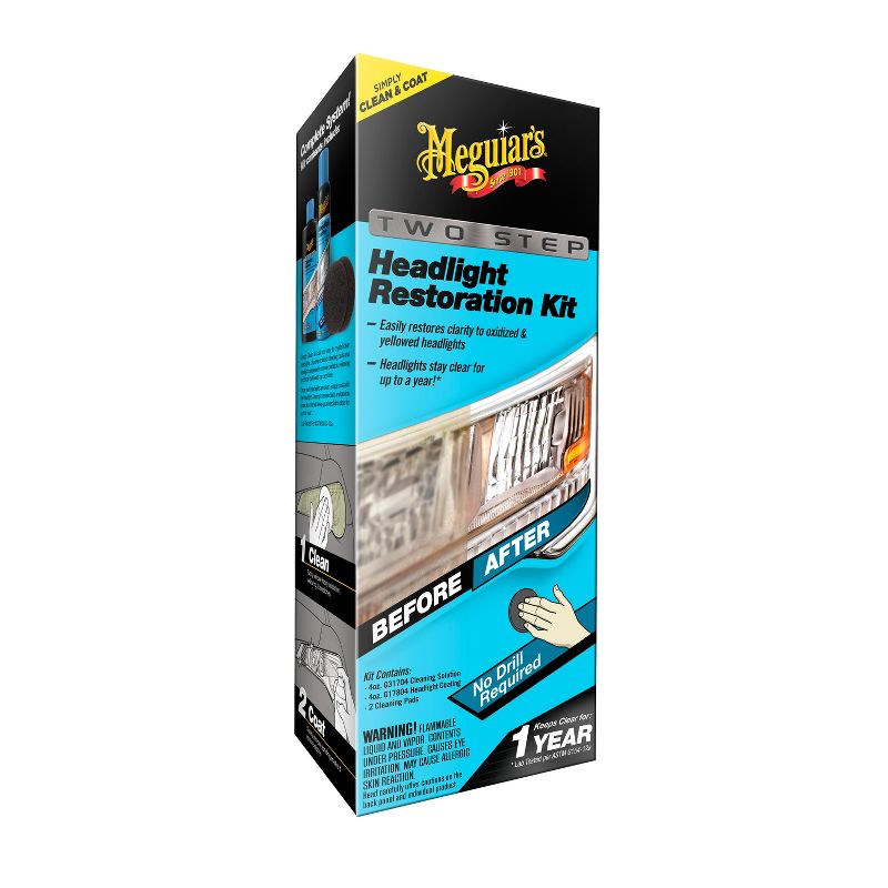 Meguiars Two Step Headlight Restoration Kit, Restores Headlights to Clear Finish, 2 of 7