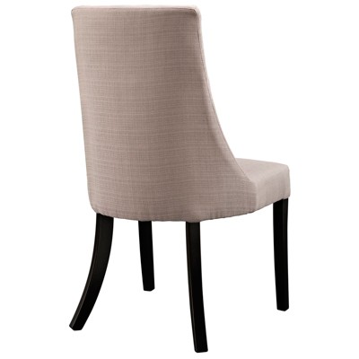 Beige Upholstered Microfiber Side Chair with Wood Legs