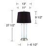 360 Lighting Watkin Modern Table Lamps 27 1/2" Tall Set of 2 Clear Glass Nickel with USB and AC Power Outlets in Base LED Black Drum Shade for Bedroom - 4 of 4