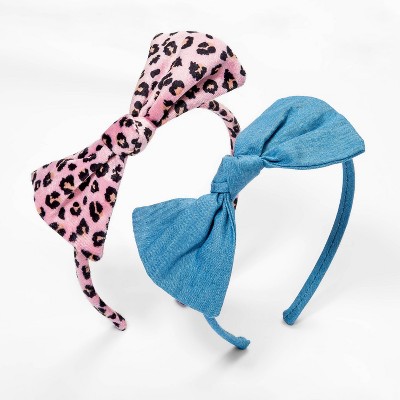 Girls' 2pk Leopard Print Bow Headband - Cat & Jack™