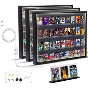 MUKE Lockable LED Graded Sports Card Display Case with 98% UV Protection, Clear Acrylic Wall Mount for Baseball, Football & Trading Cards - 1 of 4