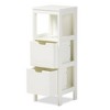 Reuben 2 Drawer Wood Storage Cabinet White - Baxton Studio: Mid-Century Modern Bathroom Floor Organizer with 10 Shelves - 2 of 4