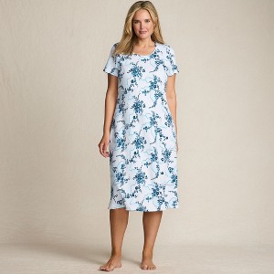 Lands' End Women's Cotton Short Sleeve Midcalf Nightgown - 1 of 4