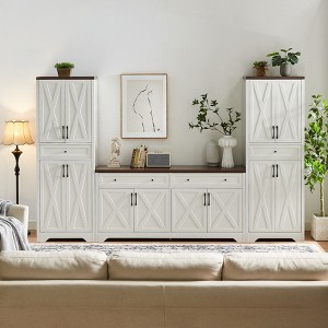 GDFStudio Fariel 108.7'' Modern Multifunctional TV Cabinet Set with 2 Sideboards - 1 of 4