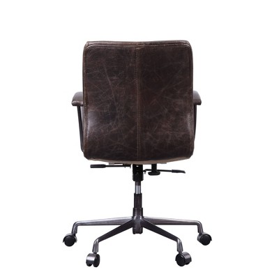 Distressed Brown Leather Executive Swivel Office Chair
