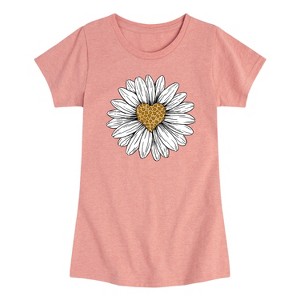 Girls' - Instant Message - Leopard Print Heart Daisy Fitted Short Sleeve Graphic T-Shirt - 1 of 4