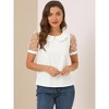 INSPIRE CHIC Women's Vintage Peter Pan Collar Puff Polka Dots Mesh Short Sleeve Blouse - 2 of 4