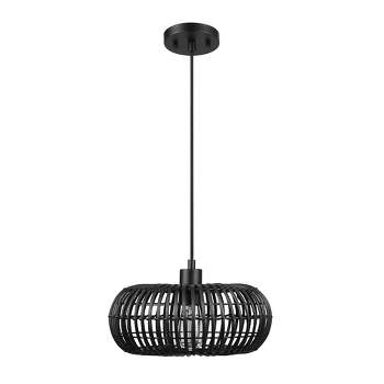 Adesso Levy 62 in. 2-Light Black with Webbed Caning Material Bulb Pendant  4326-01 - The Home Depot