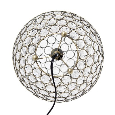 10" Antique Brass Crystal Round Orb Table Lamp