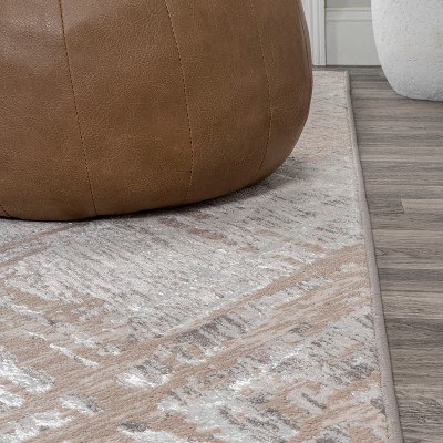 Beige and Gray Abstract Flat Woven Rectangular Area Rug