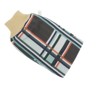Unique Bargains Geometric Thread Style Shower Gloves for Bathroom 9.45"x5.12" Blue Gray 1Pc - 1 of 3