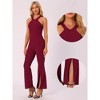 INSPIRE CHIC Women's Halter Neck Sleeveless High Waist Split Hem Flare Leg Jumpsuit - 2 of 4