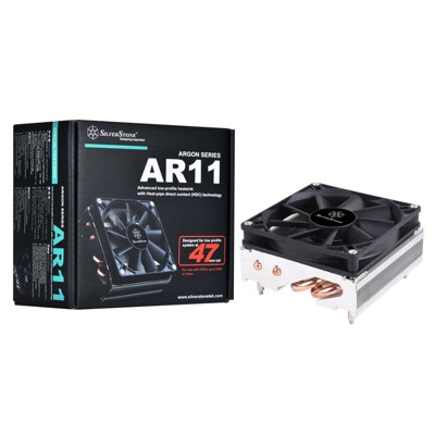 SilverStone Technology   CPU Cooler 54mm high for low profile 6mm heatpipe 2 with al pin and 8015PWM fan only support AMD socket