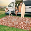 Waterproof Indoor Outdoor Rug 9x12 Large Reversible Plastic Straw Patio Rug, UV-Resistant Vintage Medallion Carpet, Easy-Cleaning RV Mat for Deck - 4 of 4
