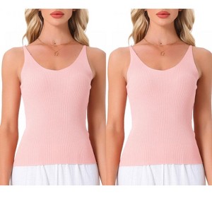 INSPIRE CHIC Womens 2 Pcs Loungewear Soft Cami Sleepshirts Pajama Shorts Sleeveless V-neck Tops - 1 of 4