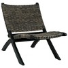 vidaXL Chair Accent Camping Chair Natural Kubu Rattan and Solid Wood Mahogany - Black - 2 of 4