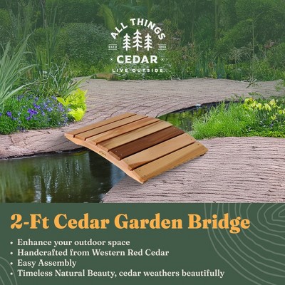 2-Ft Beige Cedar Wood Garden Bridge