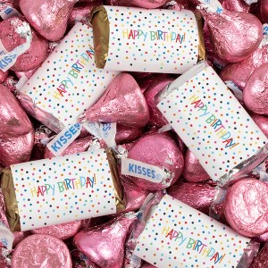 Birthday Candy Party Favors Hershey's Miniatures and Kisses - Colorful Dots - 1 of 1
